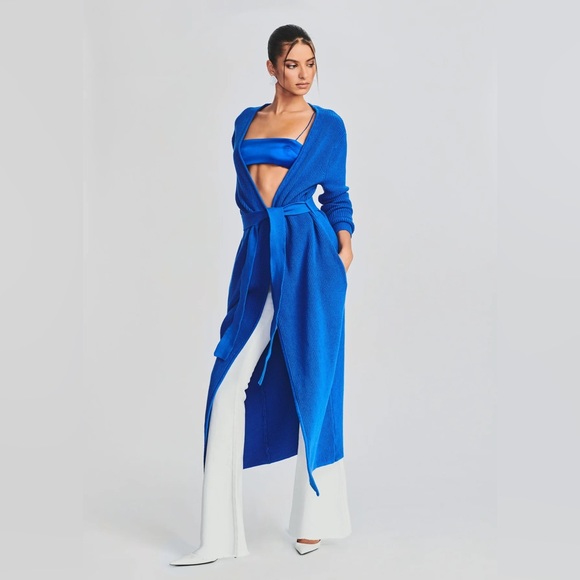 SER.O.YA KAMILA KNIT Duster CARDIGAN XS Royal Blue - Picture 3 of 9